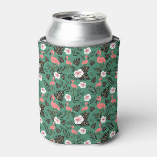 Flamingo seamless pattern pink on green background dosenkühler