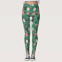 Flamingo seamless pattern pink on green background