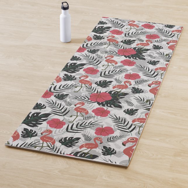 Flamingo seamless pattern with floral background yogamatte (Beispiel)