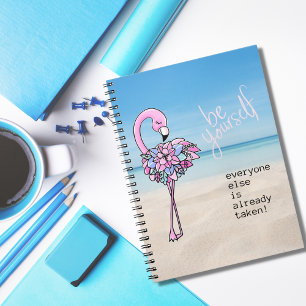 Flamingo Seien Sie selbst inspirierendes Zitat Notizblock