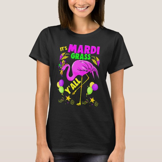 Flamingo Sein Mardi Gras Yall Carnival Jester Hat  T-Shirt (Vorderseite)