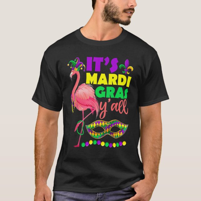 Flamingo Sein Mardi Gras Yall Carnival Jester Hat  T-Shirt (Vorderseite)