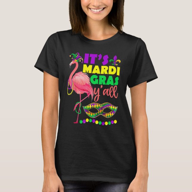 Flamingo Sein Mardi Gras Yall Carnival Jester Hat  T-Shirt (Vorderseite)