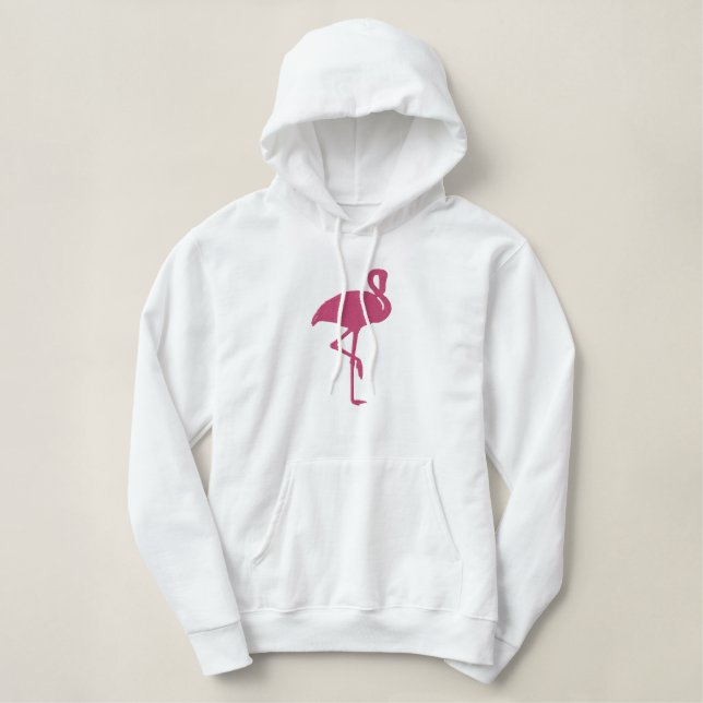 Flamingo-Silhouette Bestickter Hoodie (Design vorne)