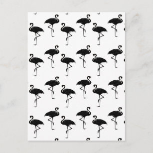 Flamingo Silhouetten Muster Schwarz-weiß Postkarte