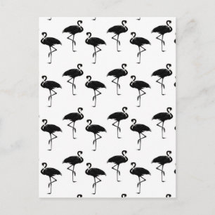 Flamingo Silhouetten Muster Schwarz-weiß Postkarte