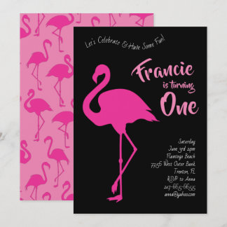 Flamingo Silhouetten Tropical 1. Geburtstag Niedli Einladung