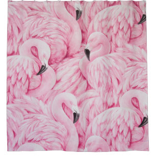 FLAMINGO SIND ÜBERALL DUSCHVORHANG