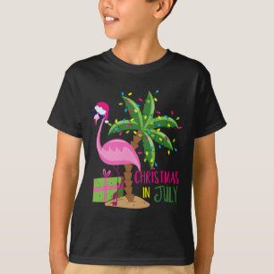 Flamingo-Single Xmas-Strand-Tropisches Weihnachten T-Shirt