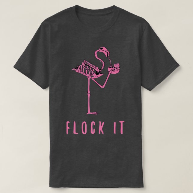 Flamingo Skeleton Design Funny Flying Flocker  T-Shirt (Design vorne)