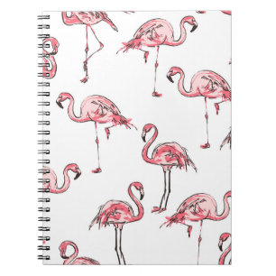 Flamingo Sketch: Tropisches Vintages Muster. Notizblock
