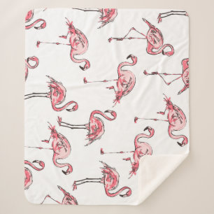 Flamingo Sketch: Tropisches Vintages Muster. Sherpadecke