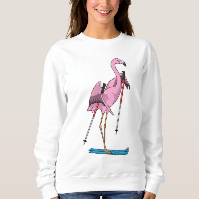 Flamingo Skier Ski Sweatshirt (Vorderseite)