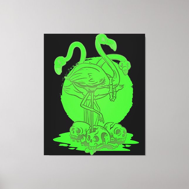 Flamingo Skull Halloween | Geschenk für Flamingo L Leinwanddruck (Vorderseite)
