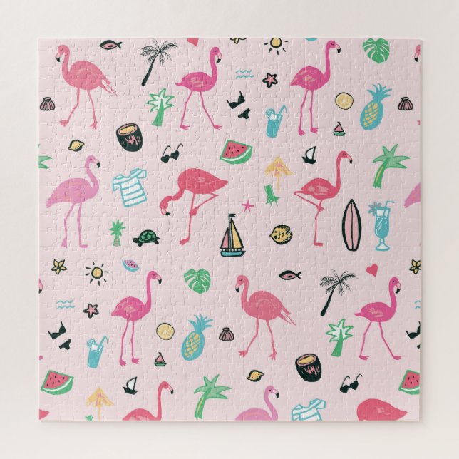 Flamingo Sommer: Lebhaftes Vogelmuster (Vertikal)