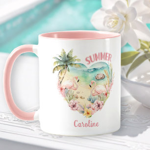 Flamingo, Sommerherz, tropischer Mädchenname Tasse