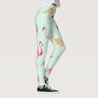Flamingo-Sommerminze, Rosa und GoldGlitter leggi Leggings