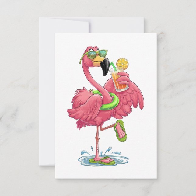 Flamingo Sommerurlaub Dankeskarte (Vorderseite)