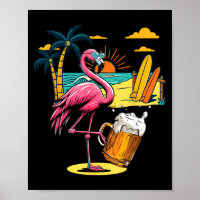 Flamingo Sonnenbrille trinkt Bier am Strand Lustig