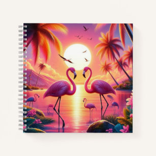 Flamingo Sonnenuntergang Notebook! Notizbuch