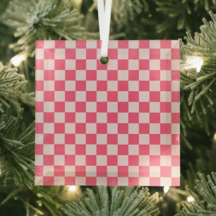 Flamingo-Sorbet-Schachbrettmuster Ornament Aus Glas