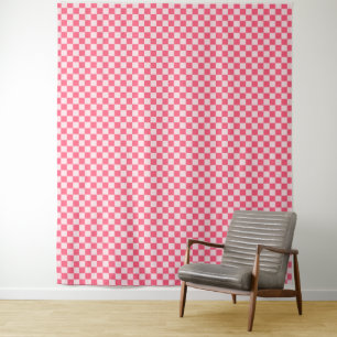Flamingo-Sorbet-Schachbrettmuster Wandteppich