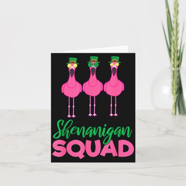 Flamingo Squad Funny Lucky St Patricks Day 2020 Te Karte (Vorderseite)