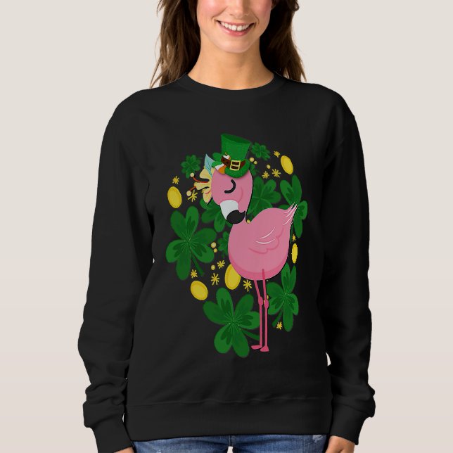 Flamingo St Patrick Day Pink Bird Sweatshirt (Vorderseite)