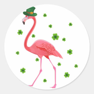 Flamingo St Patricks Day Flamingo Lover Kleeblatt Runder Aufkleber