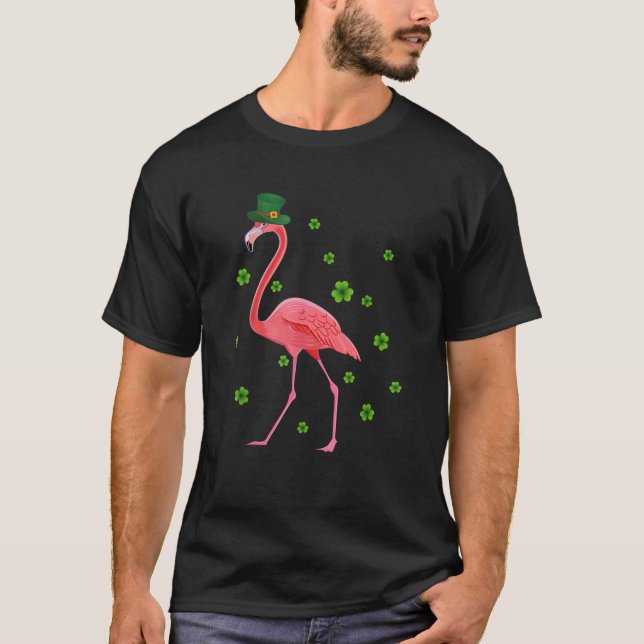 Flamingo St Patricks Day Flamingo Lover Kleeblatt T-Shirt (Vorderseite)
