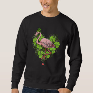 Flamingo St Patricku2019s Day Lucky Kleeblatt Herz Sweatshirt