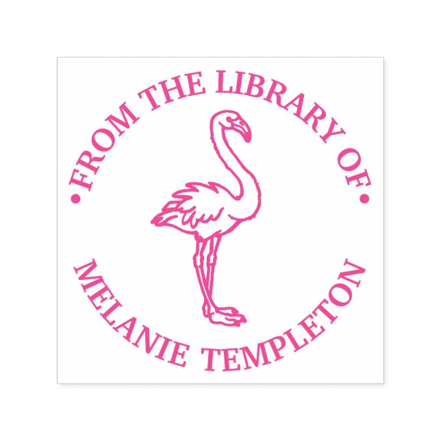 Flamingo Stehend "Aus der Bibliothek" Name Monog Permastempel (Design)