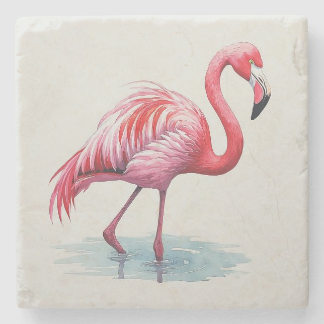 Flamingo Steinuntersetzer (Vorderseite)