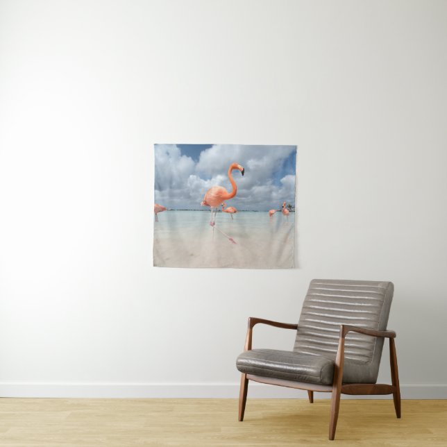 Flamingo-Strand Aruba Wandteppich (Beispiel (Horizontal))