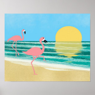 Flamingo-Strand Poster