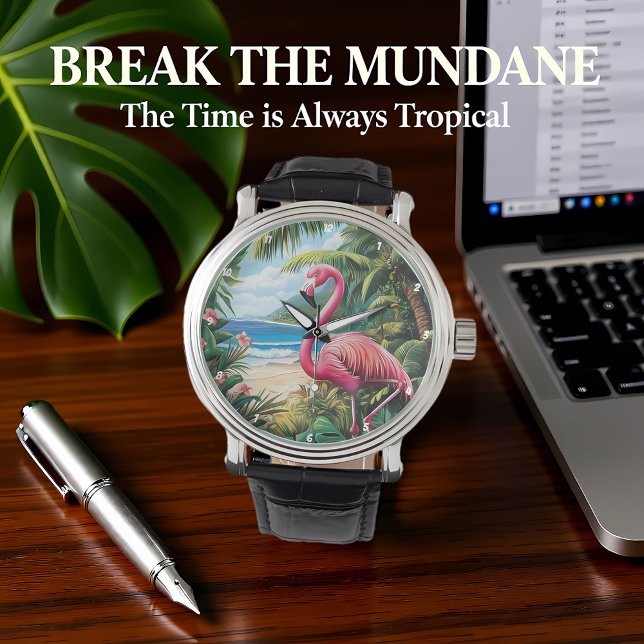 Flamingo-Strand Tropical Armbanduhr (Von Creator hochgeladen)