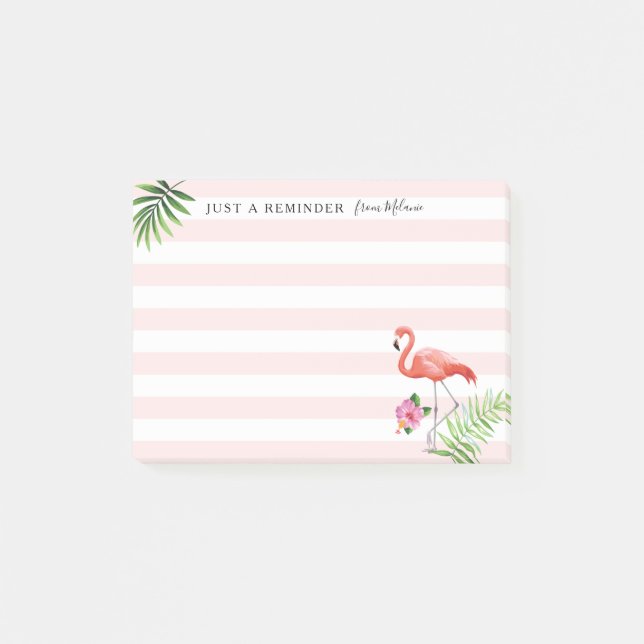 Flamingo Stripes Post-It® Notes, 4" x 3" Post-it Klebezettel (Vorderseite)