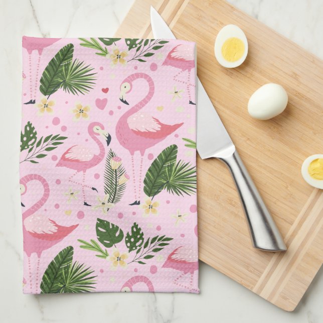 Flamingo Summer Collection 1 Design 8 Geschirrtuch (Viertel Falte)