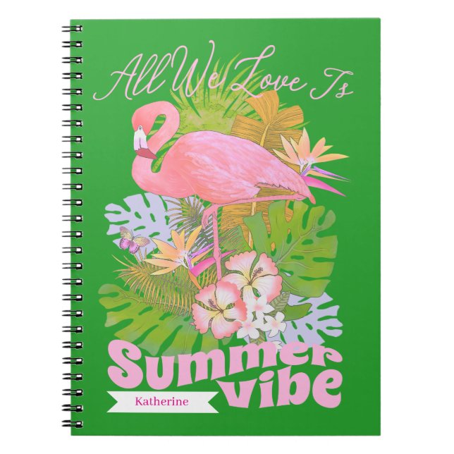 Flamingo Summer Green Notizblock (Vorderseite)