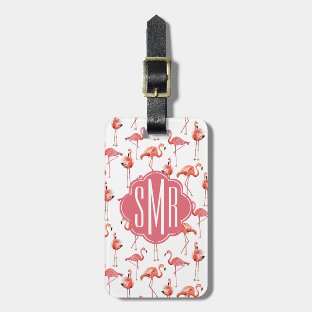 Flamingo Summer | Monogramm | Gepäckmarke Gepäckanhänger (Vorderseite vertikal)