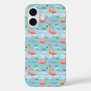 Flamingo Summer Pattern iPhone 16 Hülle