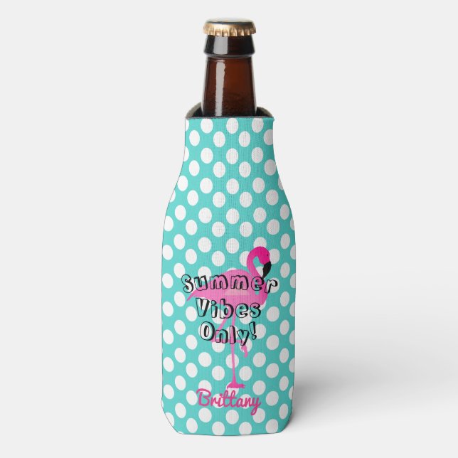 Flamingo Summer Vibes nur Flasche Cooler Flaschenkühler (Flaschenvorderseite)