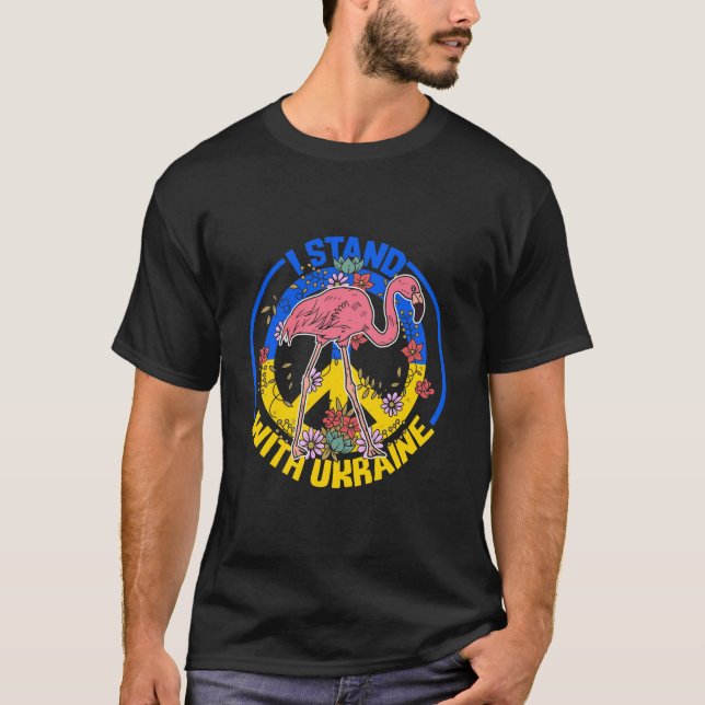 Flamingo Sunflower Ukrainische Flagge, mit der ich T-Shirt (Vorderseite)