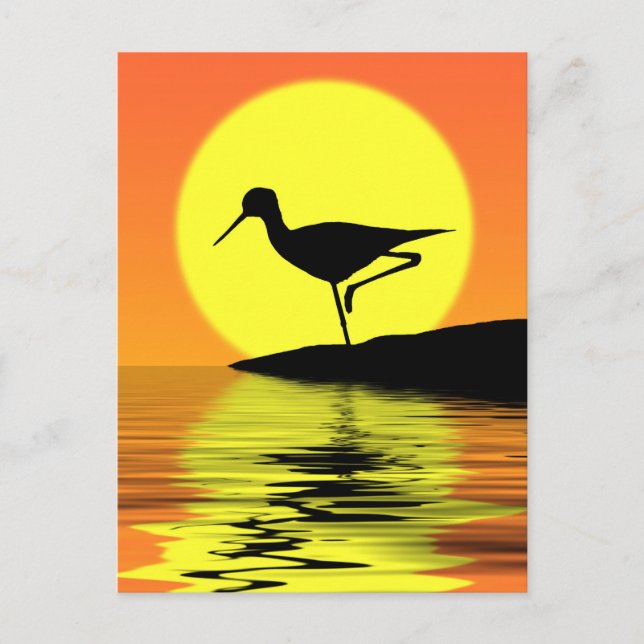 Flamingo Sunset Postcard Postkarte (Vorderseite)