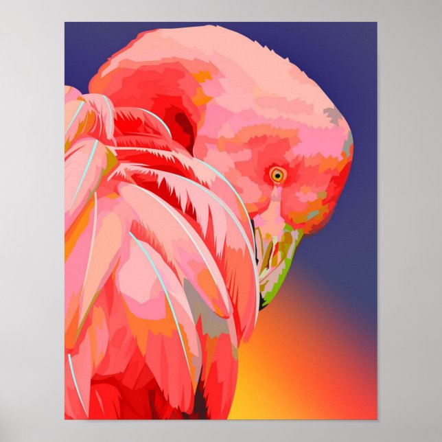 Flamingo sunset poster (Vorne)