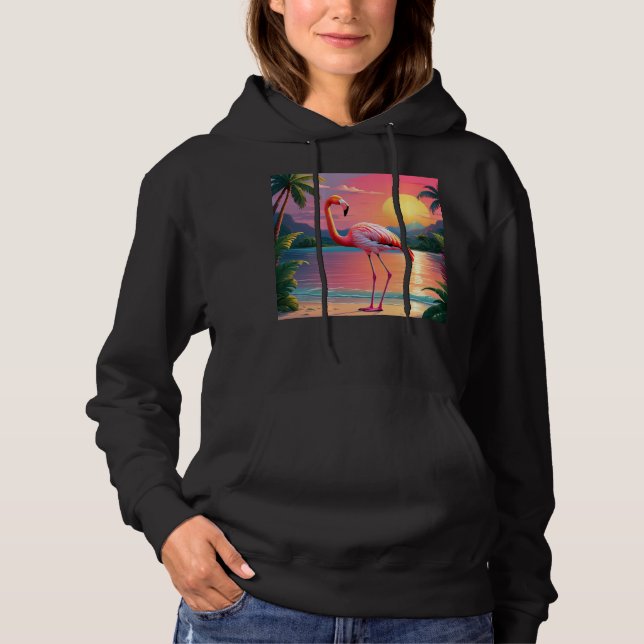 Flamingo Sunset Tropical Beach Hoodie (Vorderseite)