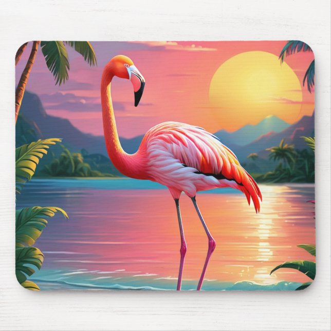 Flamingo Sunset Tropical Beach Mousepad (Vorne)
