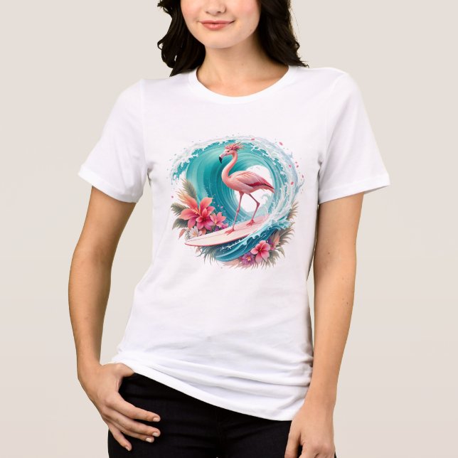 Flamingo Surf Style Tri-Blend Shirt (Vorderseite)