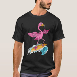 Flamingo Surfer Summer Waves Surfboard Surfbrett S T-Shirt