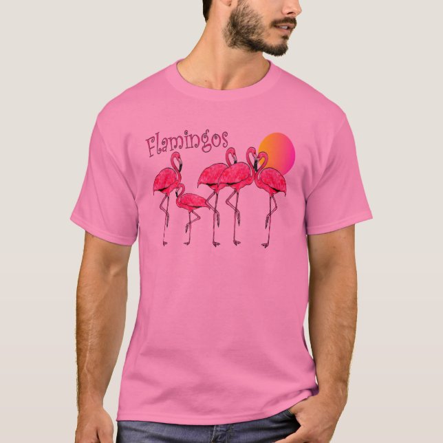 Flamingo-Tango am Sonnenuntergang--T - Shirts u. (Vorderseite)